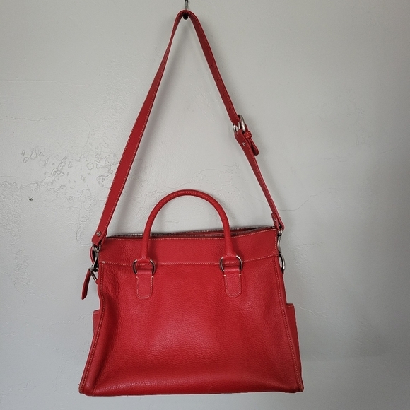 Dooney & Bourke Red Pebbled Leather Tote Bag Crossbody Purse Wallet - Picture 7 of 12